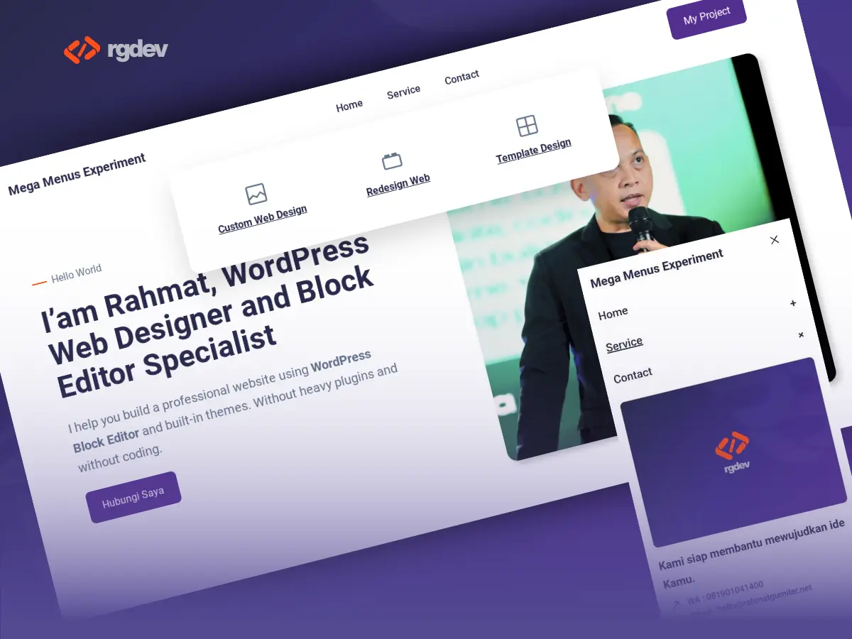 Mega Menu Native WordPress 7.0 Experiment